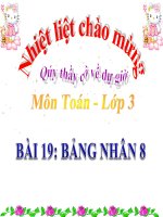 bài giảng toán 3 chương 2 bài 19 bảng nhân 8