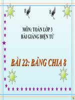 bài giảng toán 3 chương 2 bài 22 bảng chia 8