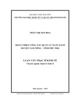 Hoàn thiện công tác quản lý Ngân sách huyện Tam Nông tỉnh Phú Thọ
