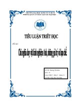 TIỂU LUẬN CHỦ NGHĨA DUY VẬT KINH NGHIỆM ANH VÀ NHỮNG GIÁ TRỊ VÀ HẠN CHẾ CỦA NÓ