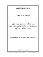 biện pháp quản lý công tác chủ nhiệm lớp ở các trường thcs thành phố hạ long