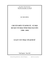 chuyển biến về kinh tế - xã hội huyện võ nhai tỉnh thái nguyên (1986 - 2010)