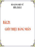 bài giảng toán 3 chương 2 bài 29 giới thiệu bảng nhân