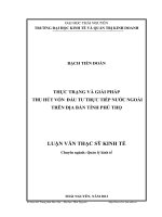 Thực trạng và giải pháp thu hút vốn đầu tư trực tiếp nước ngoài trên địa bàn tỉnh Phú Thọ