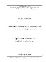 Hoàn thiện công tác quản lý ngân sách xã trên địa bàn huyện Yên Lập