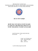 bước đầu xây dựng cơ sở tài liệu lý thuyết cho phương pháp xử lý nước thải bằng vi sinh vật kỵ khí