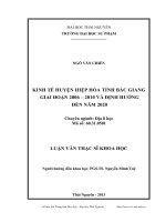 kinh tế huyện hiệp hòa tỉnh bắc giang giai đoạn 2006 – 2010 và định hướng đến năm 2020
