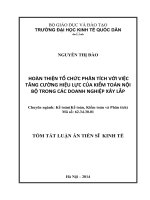 Hoàn thiện tổ chức phân tích với việc tăng cường hiệu lực của kiểm toán nội bộ trong các doanh nghiệp xây lắp (tt)