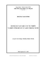 đánh giá vật liệu cát tự nhiên và biến tính để xử lý asen trong nước