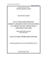 quản lý hoạt động bồi dưỡng nghiệp vụ cho đội ngũ nhân viên hành chính các trường tiểu học tỉnh hải dương theo hướng chuẩn hóa