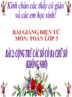 bài giảng toán 3 chương 1 bài 2 cộng, trừ các số có 3 chữ số (không nhớ)