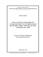 Nâng cao chất lượng đội ngũ cán bộ chủ chốt cấp xã trên địa bàn huyện Đông Triều, tỉnh Quảng Ninh giai đoạn 2015 đến 2020