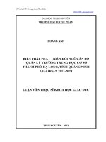 biện pháp phát triển đội ngũ cán bộ quản lý trường trung học cơ sở thành phố hạ long, tỉnh quảng ninh giai đoạn 2011-2020