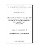 Nâng cao chất lượng đào tạo và phát triển nguồn nhân lực tại Chi nhánh Ngân hàng thương mại cổ phần Đầu tư và Phát triển Thái Nguyên