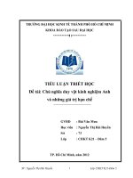 TIỂU LUẬN TRIẾT HỌC CHỦ NGHĨA DUY VẬT KINH NGHIỆM ANH VÀ NHỮNG GIÁ TRỊ VÀ HẠN CHẾ CỦA NÓ