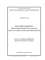 Hoàn thiện Marketing trong kinh doanh nước sạch tại Công ty cổ phần nước sạch Thái Nguyên