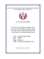 kế toán xác định và phân tích kết quả hoạt động kinh doanh của công ty cp xdtm nhật nam