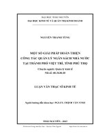 Một số giải pháp hoàn thiện công tác quản lý ngân sách nhà nước tại thành phố Việt Trì, tỉnh Phú Thọ