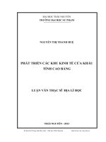 phát triển các khu kinh tế cửa khẩu tỉnh cao bằng