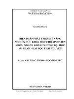 biện pháp phát triển kỹ năng nghiên cứu khoa học cho sinh viên nhóm ngành khxh trường đại học sư phạm - đại học thái nguyên