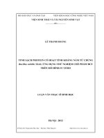 Tinh sạch Protein có hoạt tính kháng nấm từ chủng Bacillus subtilis XL62, ứng dụng thử nghiệm chế phẩm BCF trên mô hình In Vitro