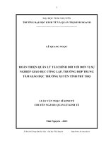 Hoàn thiện quản lý tài chính đối với đơn vị sự nghiệp giáo dục công lập, trường hợp Trung tâm Giáo dục thường xuyên tỉnh Phú Thọ