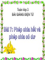 bài giảng toán 3 chương 2 bài 7 phép chia hết và phép chia có dư