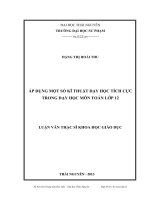 áp dụng một số kĩ thuật dạy học tích cực trong dạy học môn toán lớp 12