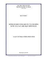 Đánh giá khả năng keo tụ và làm mềm nước của vật liệu hạt chùm ngây