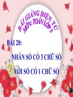 bài giảng toán 3 chương 2 bài 20 nhân số có 3 chữ số với số có 1 chữ số