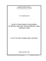 quản lý hoạt động ngoại khóa ở trường tiểu học thành phố bắc ninh, tỉnh bắc ninh