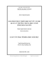 giải pháp phát triển đội ngũ nữ cán bộ quản lý trường trung học cơ sở tỉnh thái nguyên