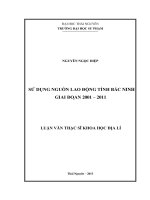 sử dụng nguồn lao động tỉnh bắc ninh giai đoạn 2001-2011