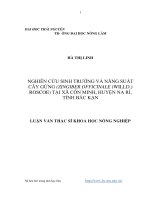 nghiên cứu sinh trưởng và năng suất cây gừng (zingiber officinale(willd.) roscoe) tại xã côn minh huyện na rì, tỉnh bắc kạn
