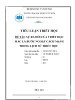 Tiểu luận Triết học Sự ra đời của Triết học Mác là bước ngoặc cách mạng trong lịch sử Triết học