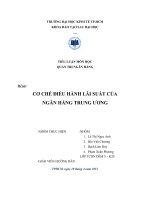 TIỂU LUẬN MÔN HỌC QUẢN TRỊ NGÂN HÀNG CƠ CHẾ ĐIỀU HÀNH LÃI SUẤT CỦA NGÂN HÀNG TRUNG ƯƠNG