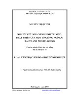 nghiên cứu khả năng sinh trưởng, phát triển của một số giống ngô lai tại thành phố hà giang