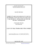 nghiên cứu khả năng sinh sản của lợn nái địa phương và sức sản xuất của con lai f1 nuôi tại nông hộ yên sơn - tuyên quang