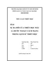 Tiểu luận Triết học Sự ra đời của Triết học Mác là bước ngoặc cách mạng trong lịch sử Triết học