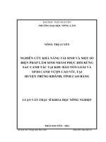 nghiên cứu khả năng tái sinh và một số biện pháp lâm sinh nhằm phục hồi rừng sau canh tác tại khu bảo tồn loài và sinh cảnh vượn cao vít, tại huyện trùng khánh, tỉnh cao bằng