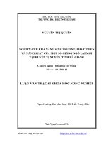 nghiên cứu khả năng sinh trưởng, phát triển và năng suất của một số giống ngô lai mới tại huyện vị xuyên, tỉnh hà giang