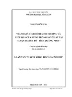đánh giá tình hình sinh trưởng và hiệu quả của rừng trồng sản xuất tại huyện hoành bồ-tỉnh quảng ninh