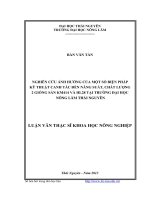 nghiên cứu ảnh hưởng của một số biện pháp kỹ thuật canh tác đến năng suất, chất lượng 2 giống sắn km414 và hl28 tại trường đại học nông lâm thái nguyên