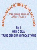 bài giảng toán 3 chương 3 bài 3 điểm ở giữa. trung điểm của đoạn thẳng