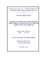 Nghiên cứu khả năng sinh trưởng, phát triển và năng suất của một số giống vừng triển vọng tại nghệ an