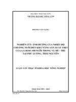 nghiên cứu ảnh hưởng của nhiệt độ chuồng nuôi đến khả năng sản xuất thịt của gà ross 308 nuôi trong vụ hè - thu tại phú lương, thái nguyên