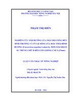 Nghiên cứu ảnh hưởng của mật độ ương đến sinh trưởng và tỷ lệ sống của hầu thái bình dương (crassostrea angulata lamarck, 1819) giai đoạn ấu trùng chữ d đến con giống cấp 2 (15 mm)