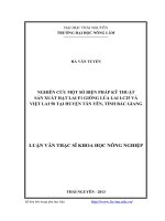 nghiên cứu một số biện pháp kỹ thuật sản xuất hạt lai f1 giống lúa lai lc25 và việt lai 50 tại huyện tân yên, tỉnh bắc giang
