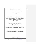 nghiên cứu ảnh hưởng của các yếu tố môi trường tới một số loài quý hiếm tại vườn quốc gia xuân thủy - nam định