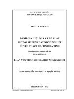luận văn thạc sĩ đánh giá hiệu quả và đề xuất hướng sử dụng đất nông nghiệp huyện thạch hà, tỉnh hà tĩnh